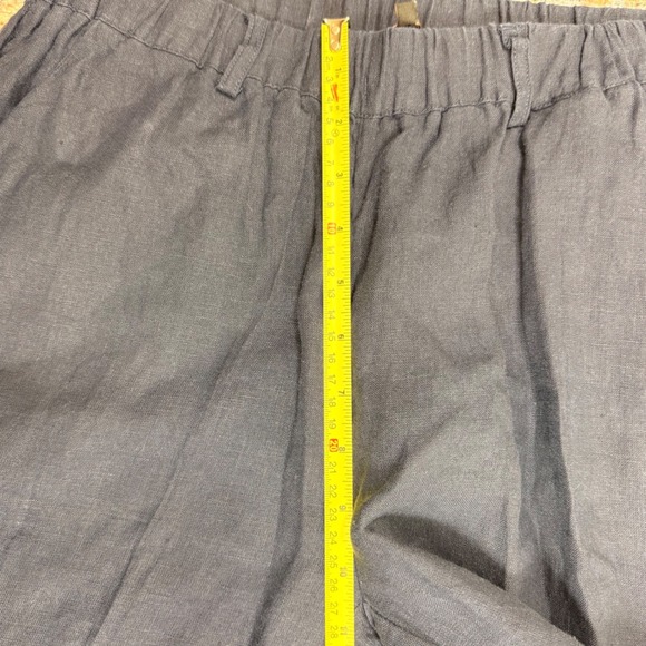Quince 100% European Linen Pants 25" Deep Navy Wide Leg Crop Pull On Small - Picture 12 of 13